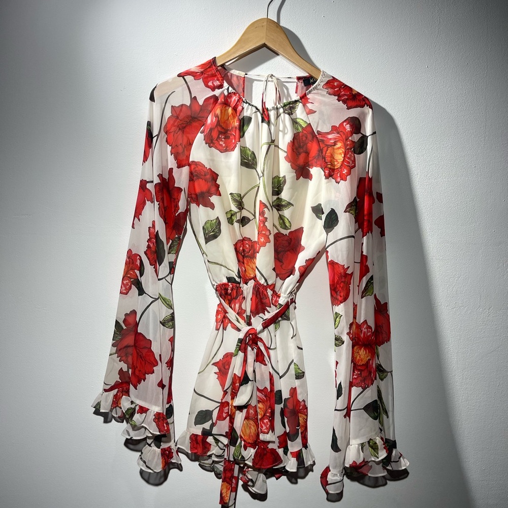 AFRM Floral Red and White Women’s Romper XS